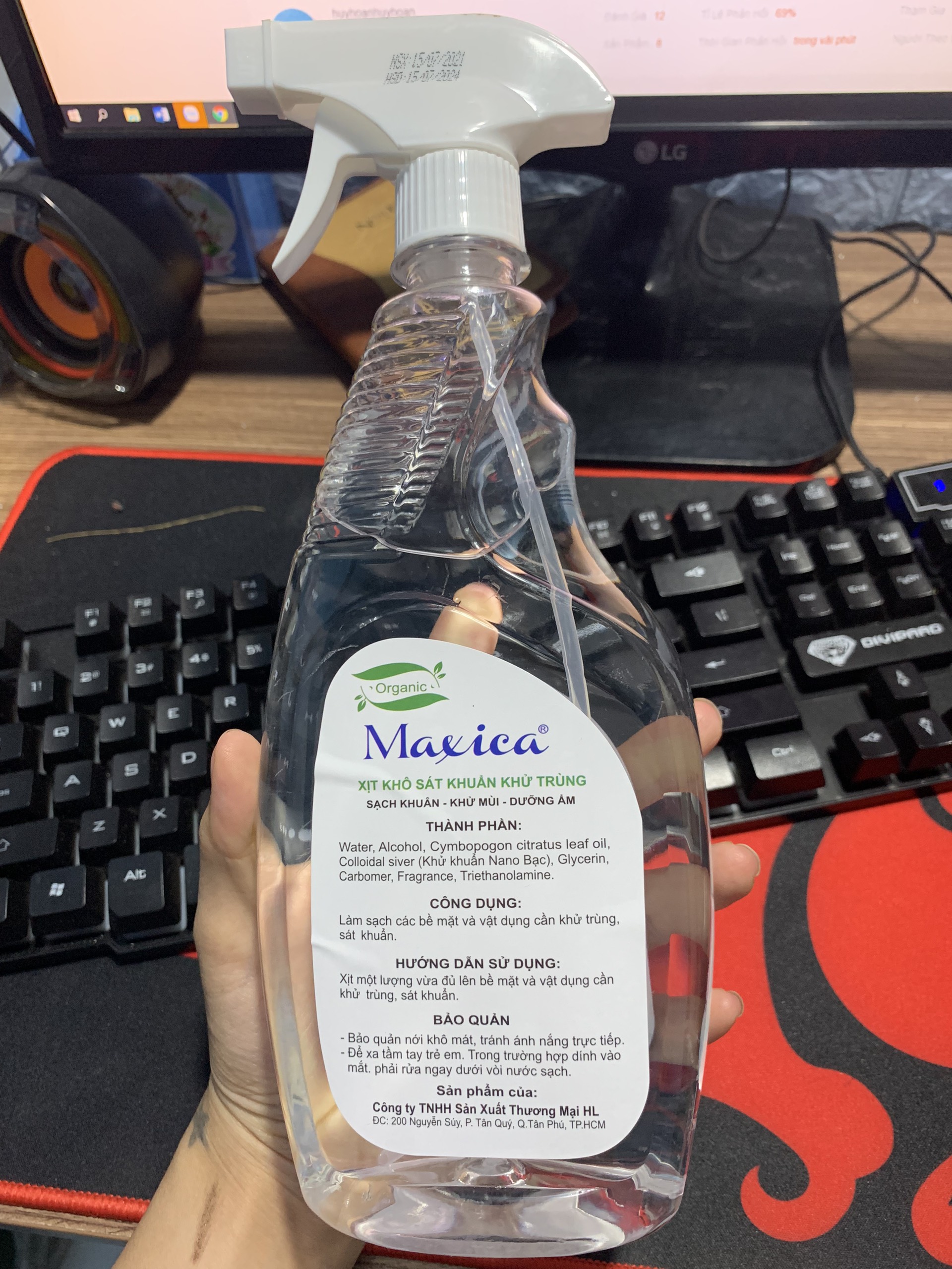 [HCM]NƯỚC RỬA TAY KHÔ XÁT KHUẨN MAXICA 500ML { VÒI XỊT PHUN SƯƠNG }