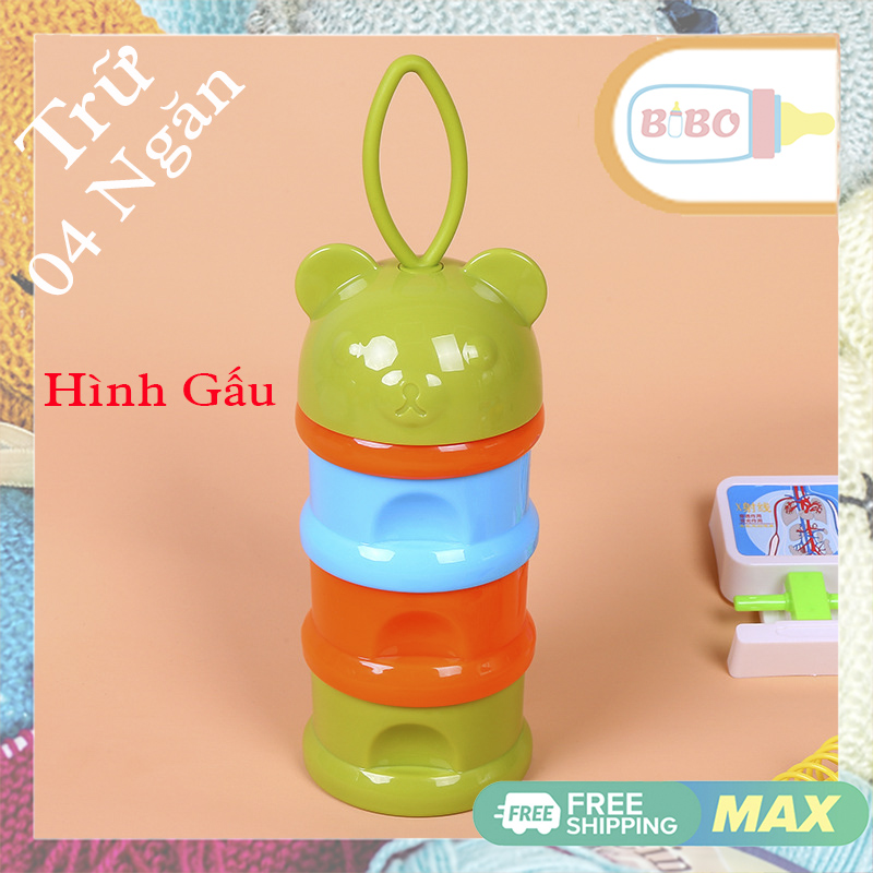 Bình trữ hình gấu - bình/ ngăn trữ sữa 3 ngăn