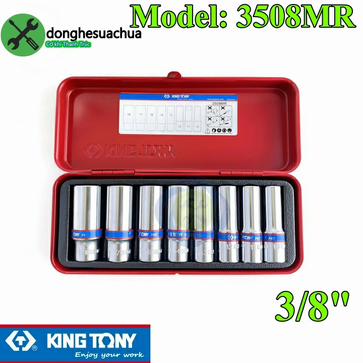 Bộ tuýp 3/8 kingtony 3508mr loại dài có 8 cái 10-19mm