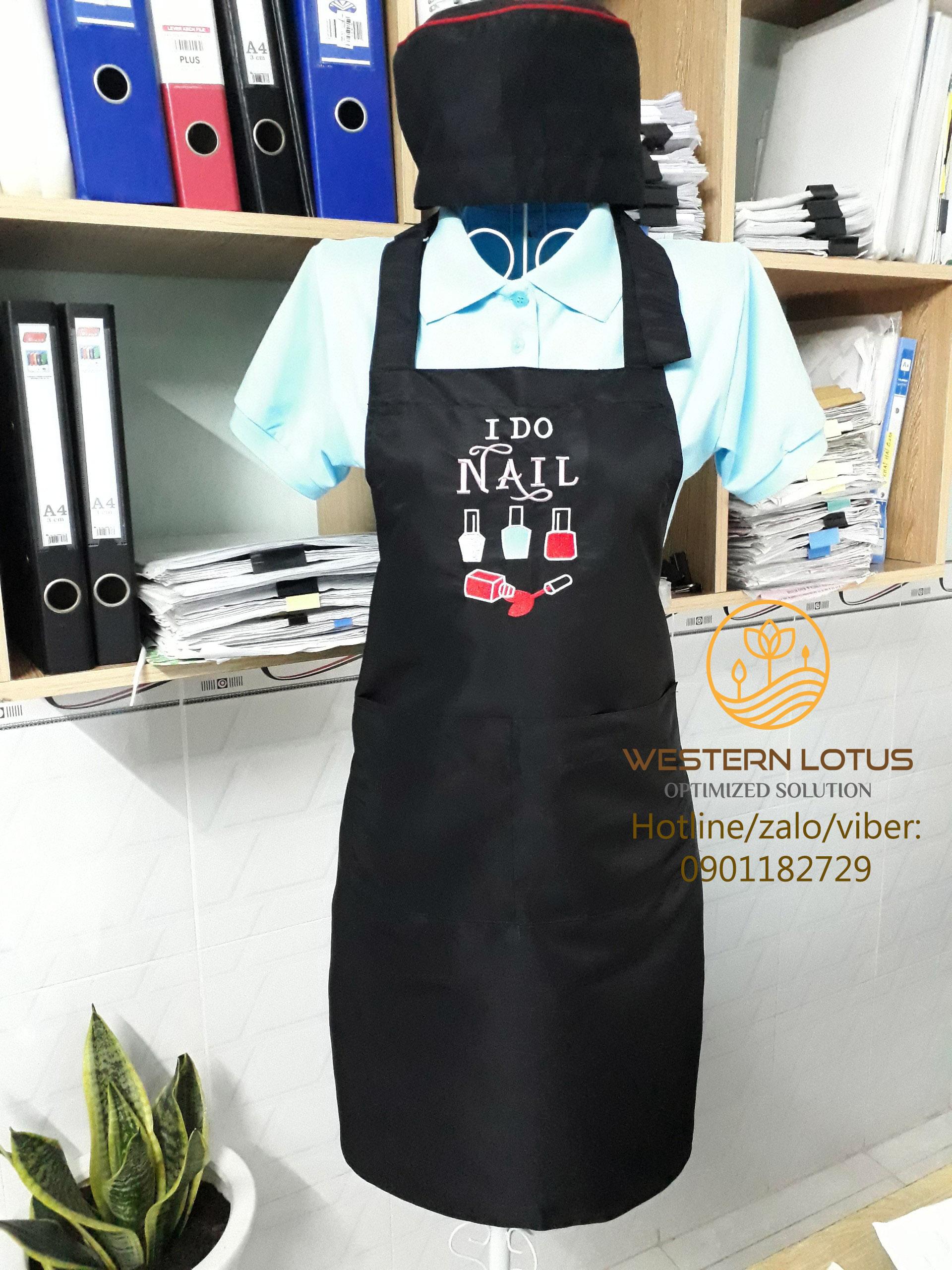 Tạp dề chuyên dụng cho salon nail và tóc thêu sẵn