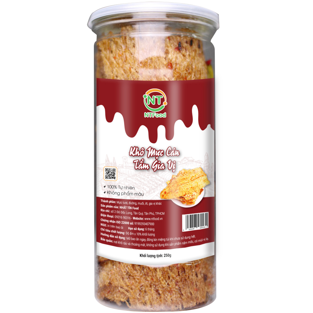 Khô mực cán tẩm gia vị NTFood hủ Pet 300gr / 250gr - Nhất Tín Food