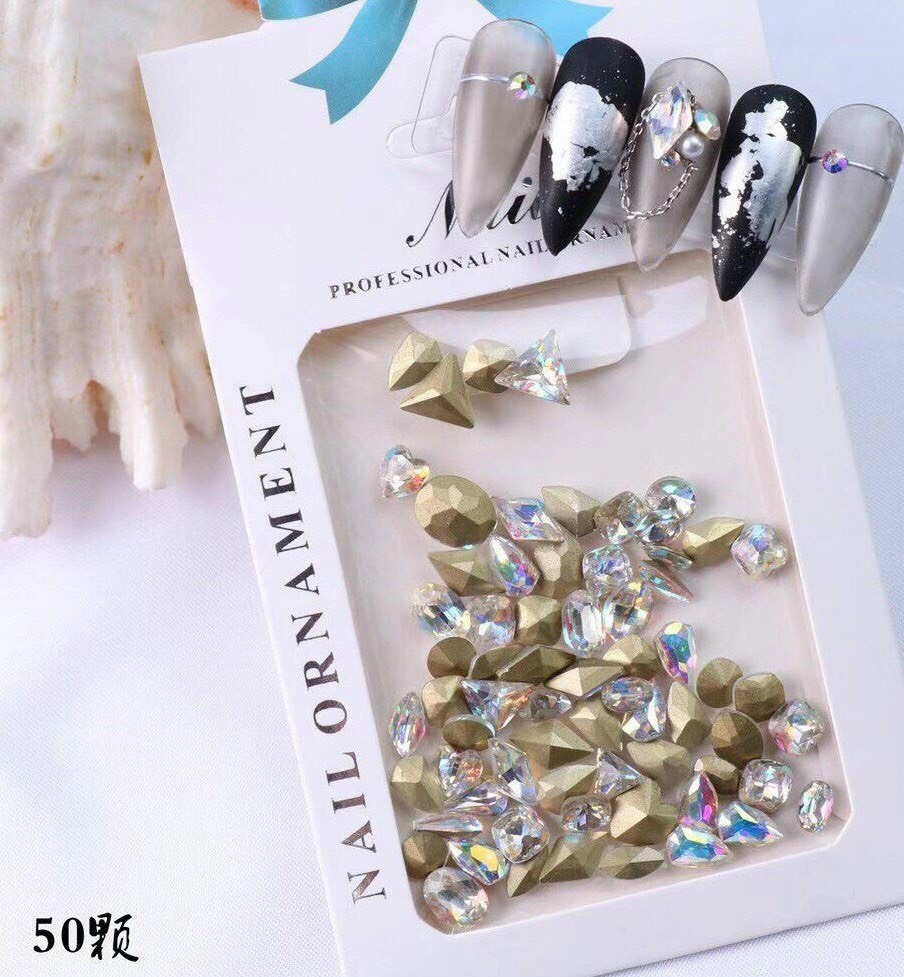 Đá khối chân rùa mix mẫu ,Set 50 viên - Mini Nails