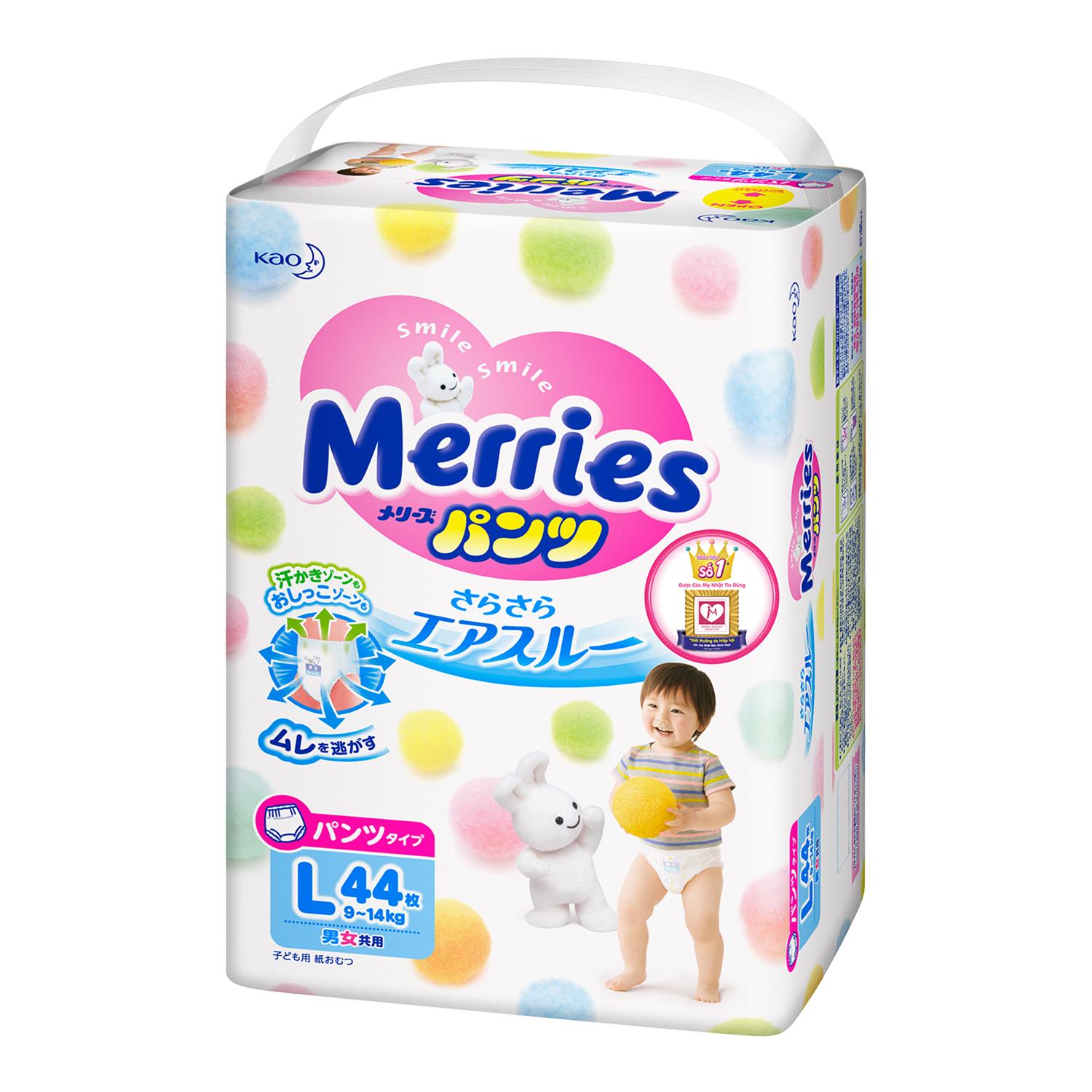 Tã quần Merries L, 9-14kg, 44 miếng