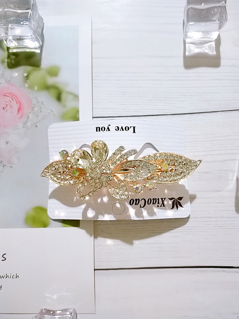 Kẹp tóc phía sau đính đá lấp lánh cao cấp hoa dài