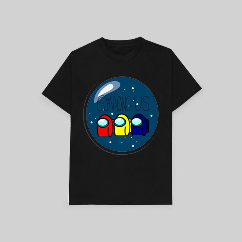 Áo phông đen trắng in hình Among Us
