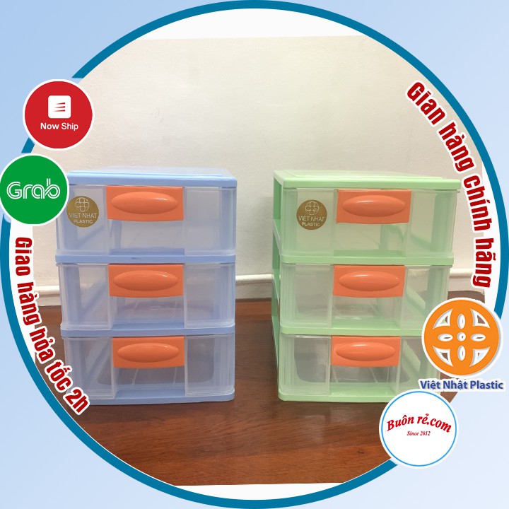 Tủ nhựa mini 3 tầng Việt Nhật -Tủ mini để bàn đựng mỹ phẩm, đồ dùng đa năng -br 01352
