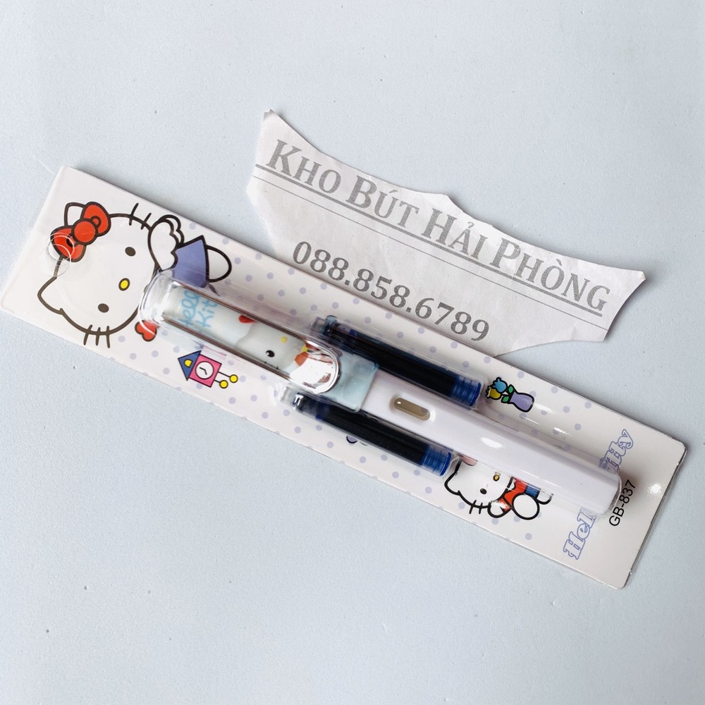 Bút máy hello kittty dạng vỉ ( 1 bút + 2 ống mực )