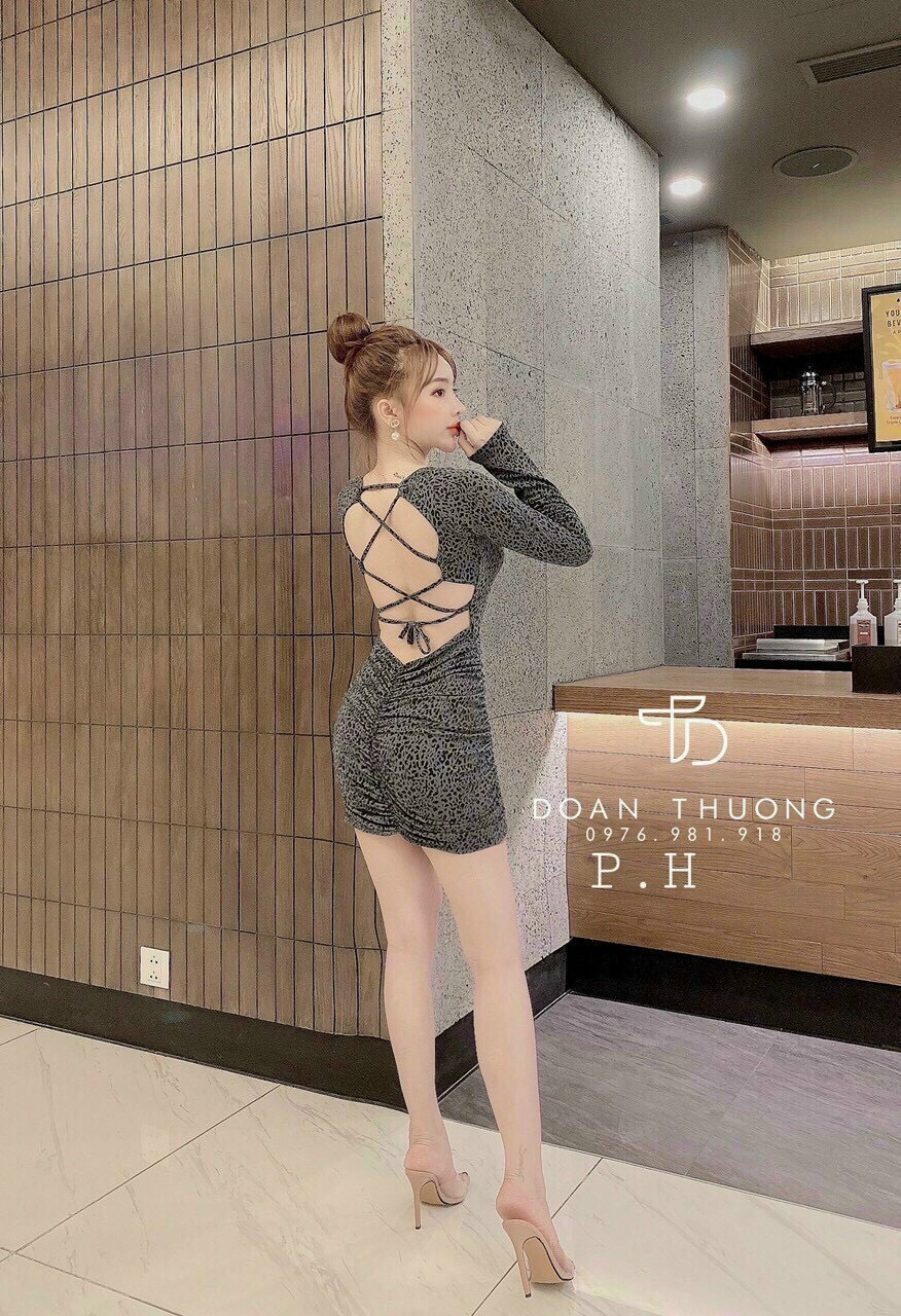Đầm body hở lưng đan dây sexy TTSA0868