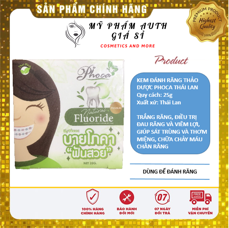 [CHÍNH HÃNG GIÁ SỈ] Kem đánh răng thảo dược PHOCA Thái Lan 25g