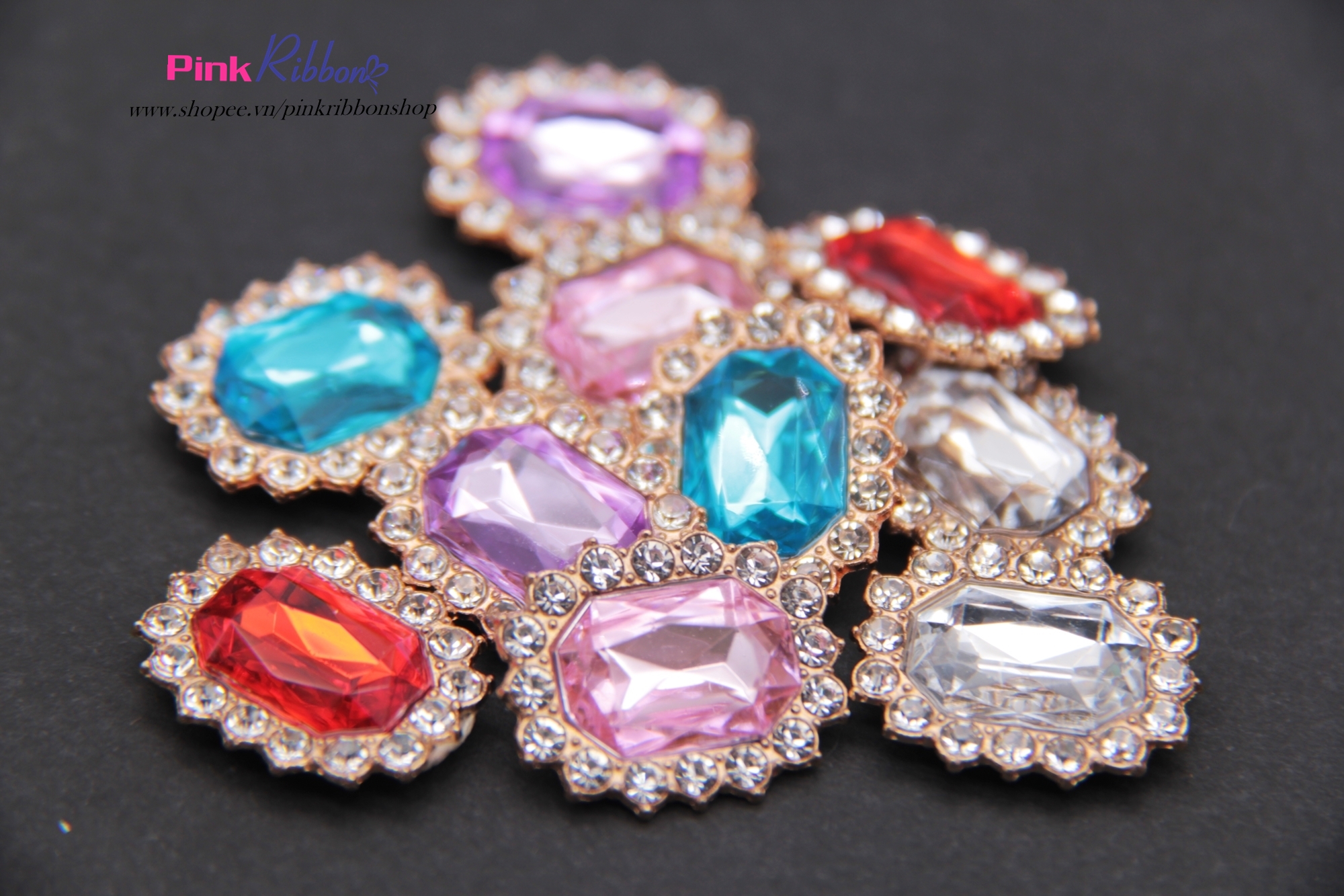 [Set 2 cái] Center hạt nhựa giả đá hình bầu dục 2cm