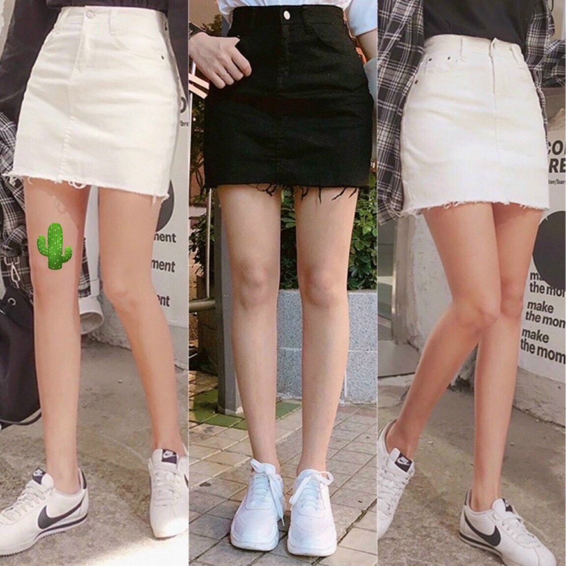 Chân váy nữ ngắn kaki lưng cao form chữ A 2 túi may kèm quần màu trắng màu đen- chân váy nữ Hàn Quốc, Chân Váy Nữ Chữ A Dáng Ngắn Kaki Tua Rua 2 Màu Sành Điệu đen, trắng
