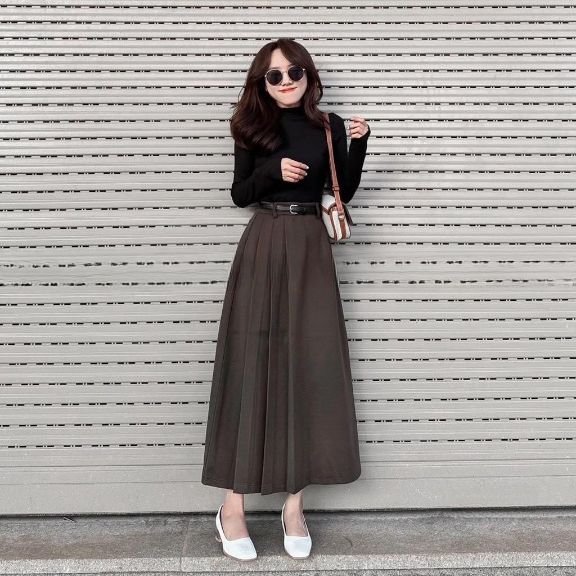 [Tặng Kèm Đai] Chân Váy Xếp Ly Vải Ruby Cao Cấp Mềm Mịn D0103