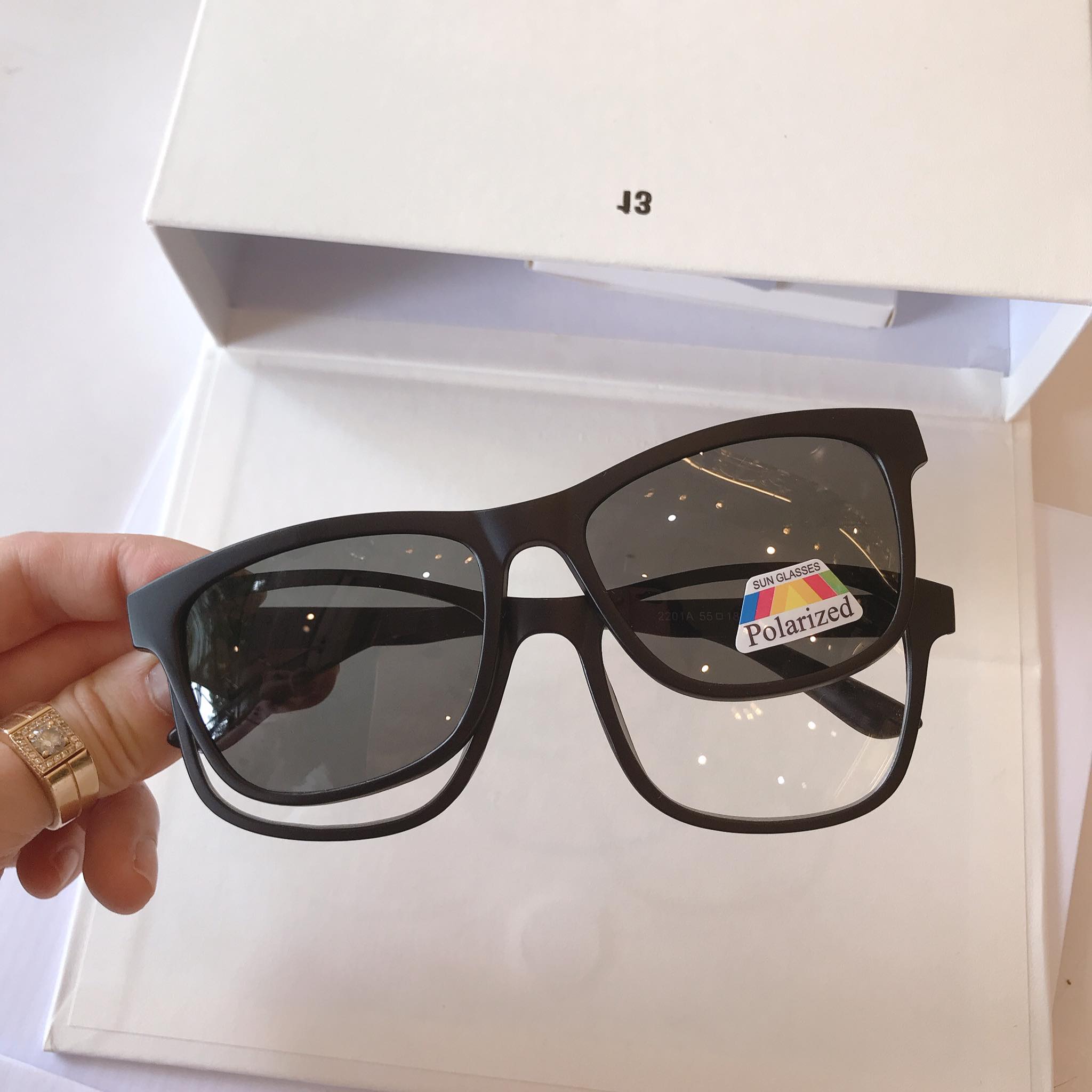 Bộ set Kính cận râm 2in1 2 tròng Hàn Quốc đa năng 2201 (ĐEN)