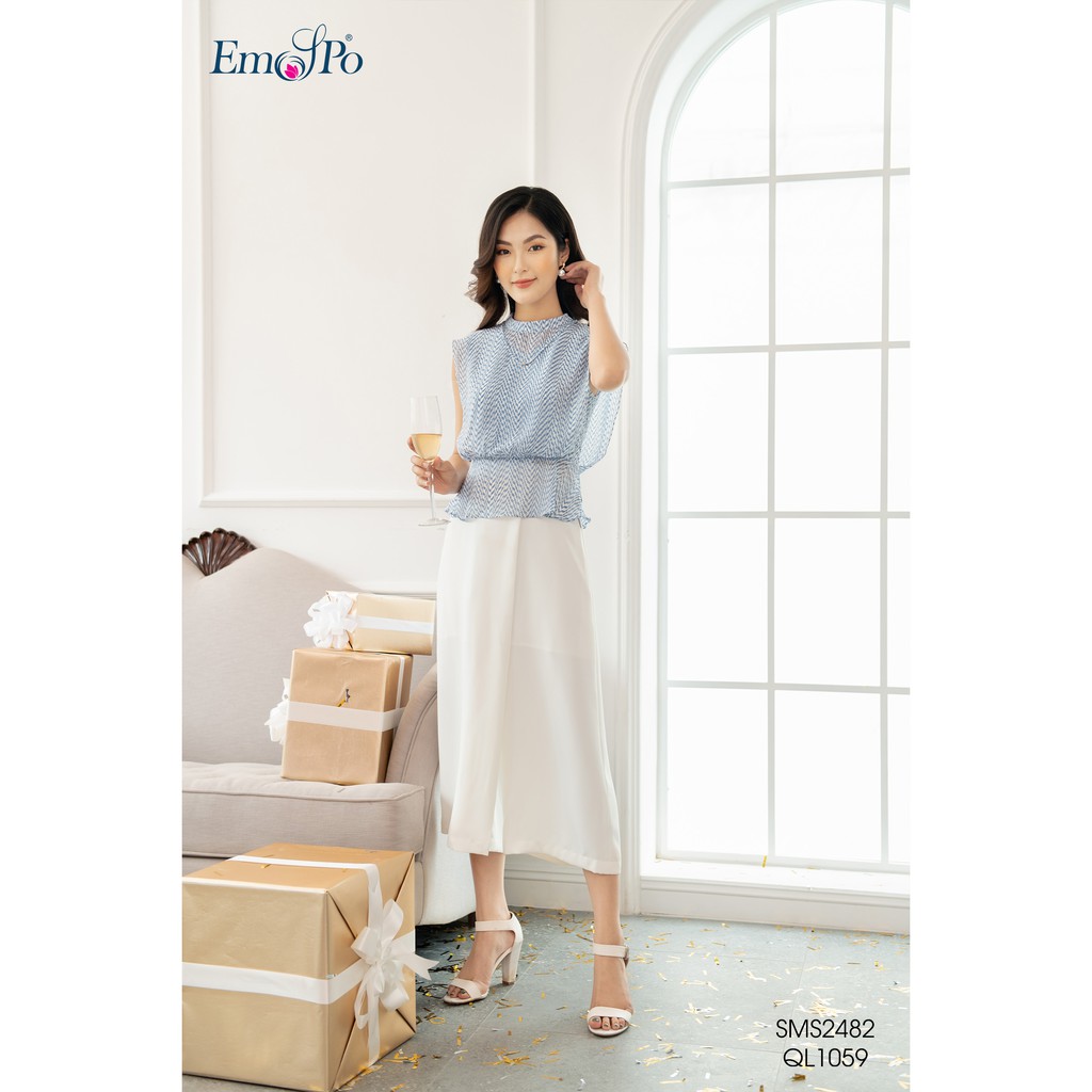 Quần culottes gập ly một bên ống emspo ql1059