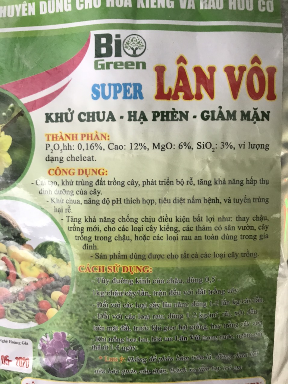 Vôi trồng cây, vôi tinh chất 98% gói 1kg