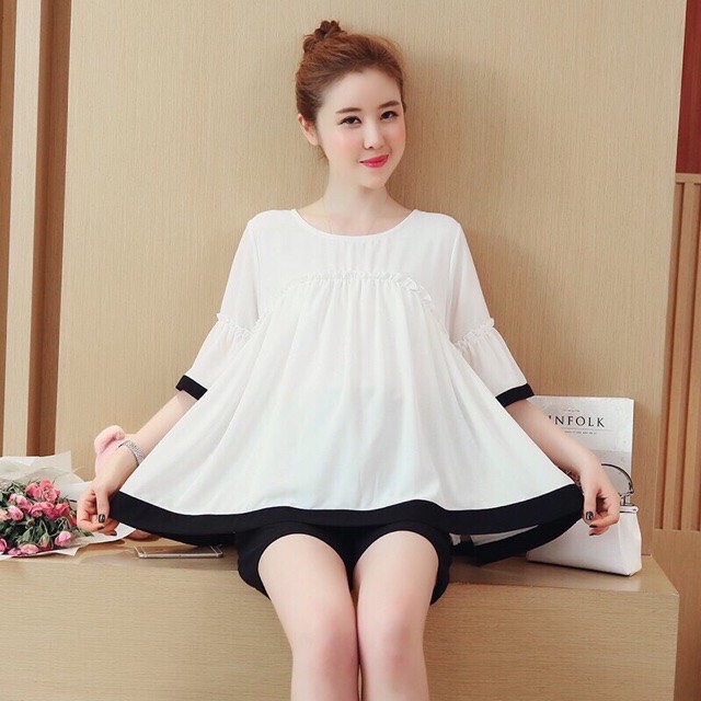 Áo bầu thu quảng châu cổ tròn xinh
