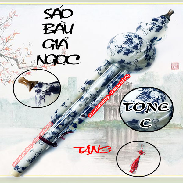 Sáo bầu giả ngọc xanh dương ngọc tone c