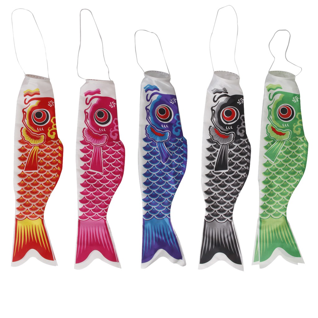 Set 5 cờ cá truyền thống Nhật Bản Koi nobori Koinobori 70cm