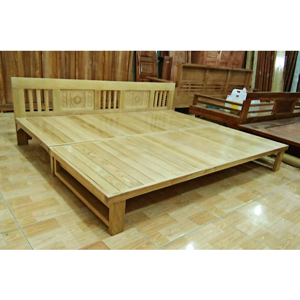 [Trả góp 0%] Ghế gấp thành giường gỗ sồi nga 1m2