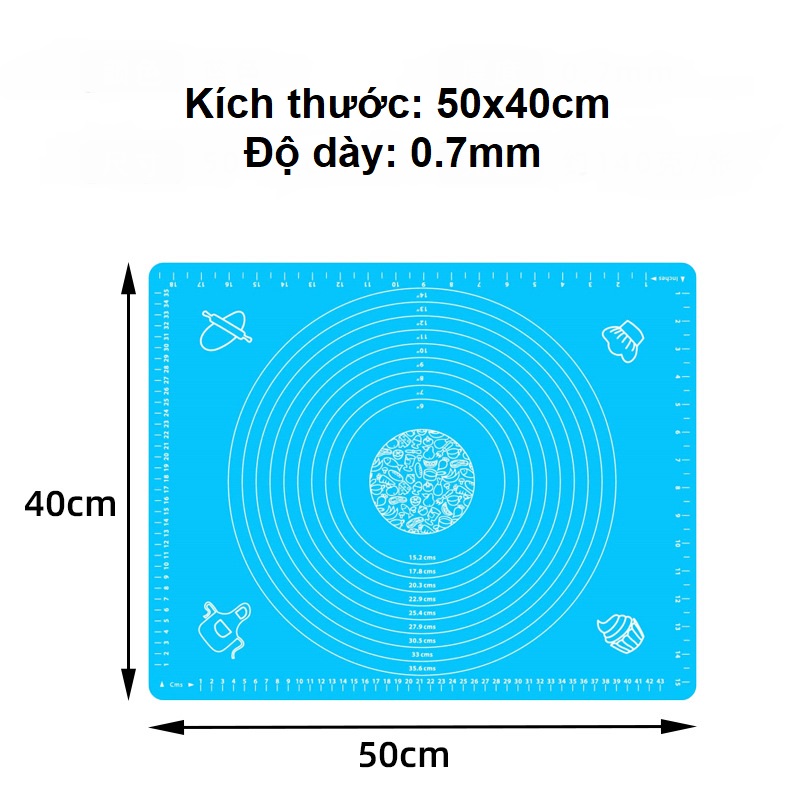 Tấm lót nhào bột silicon 50x40cm
