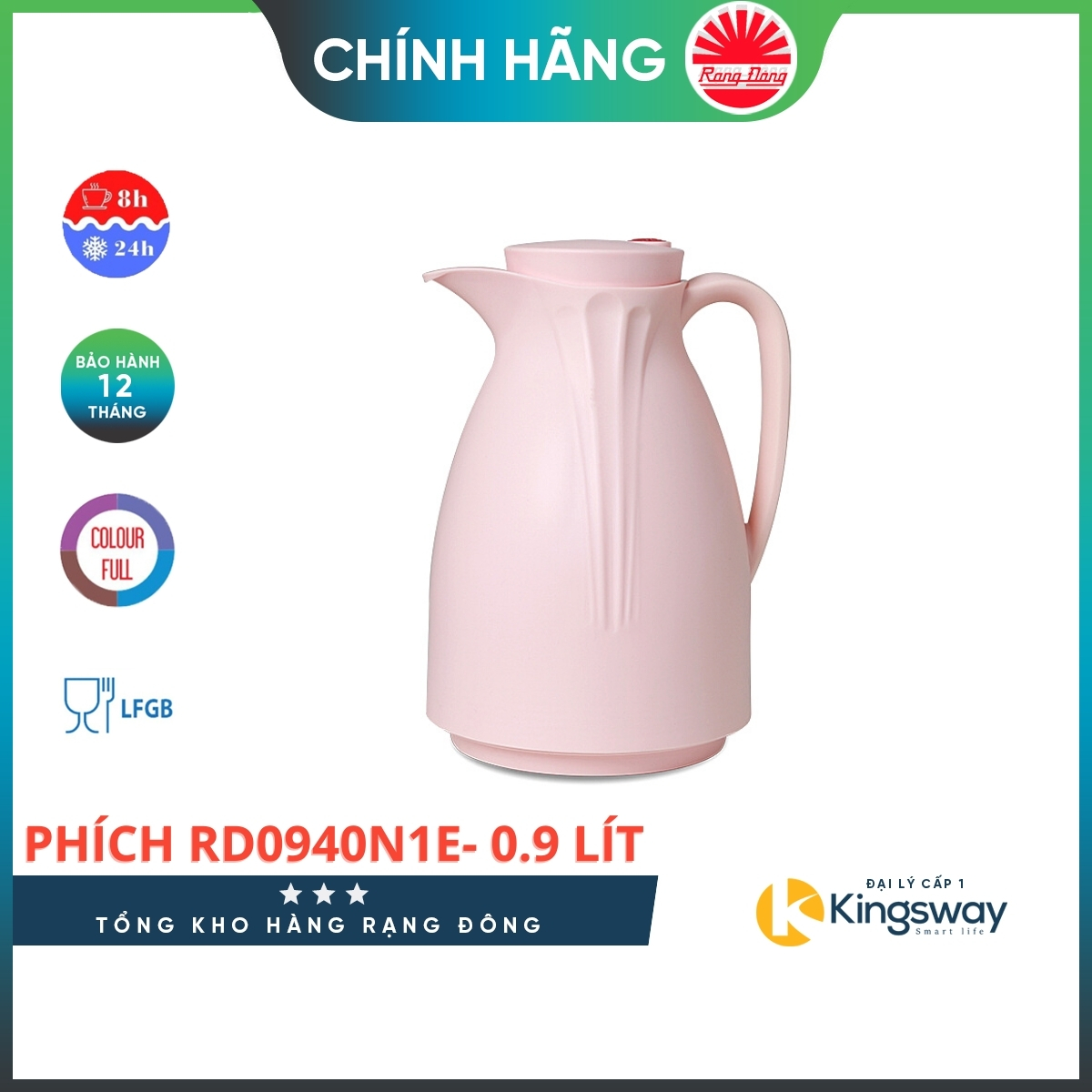 Phích Nước Rạng Đông Phích Pha Trà RD 0940 N1.E Dung Tích 0.9 Lít