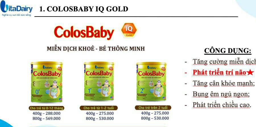 Sữa Colosbaby IQ Gold 1+800g
