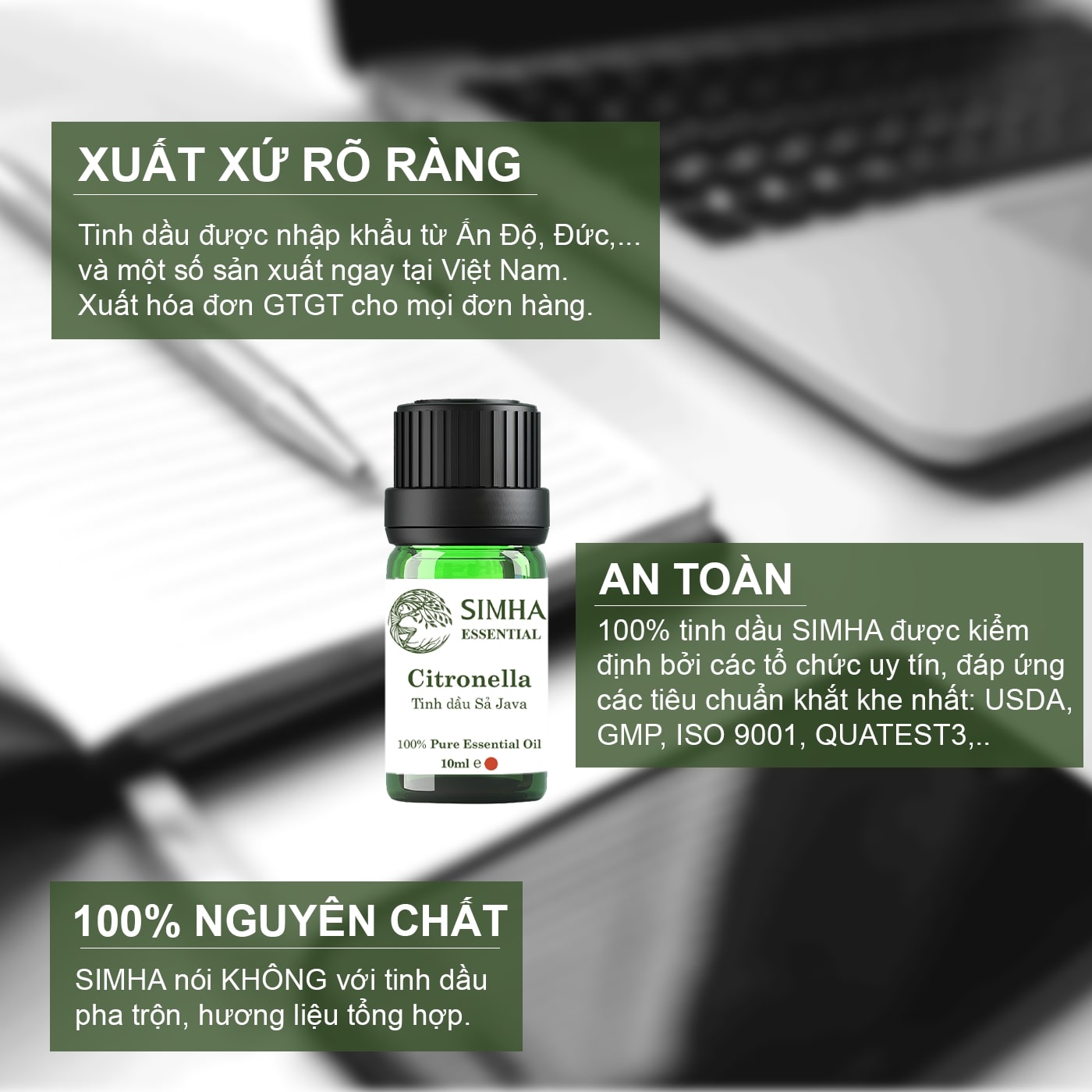 Tinh dầu Sả Java SIMHA khử mùi, chống côn trùng loại 10ml