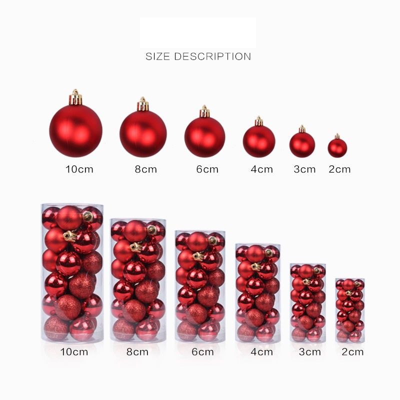 Set 6 quả châu loại đẹp Size 4ly,6ly,8ly trang trí cây thông Noel