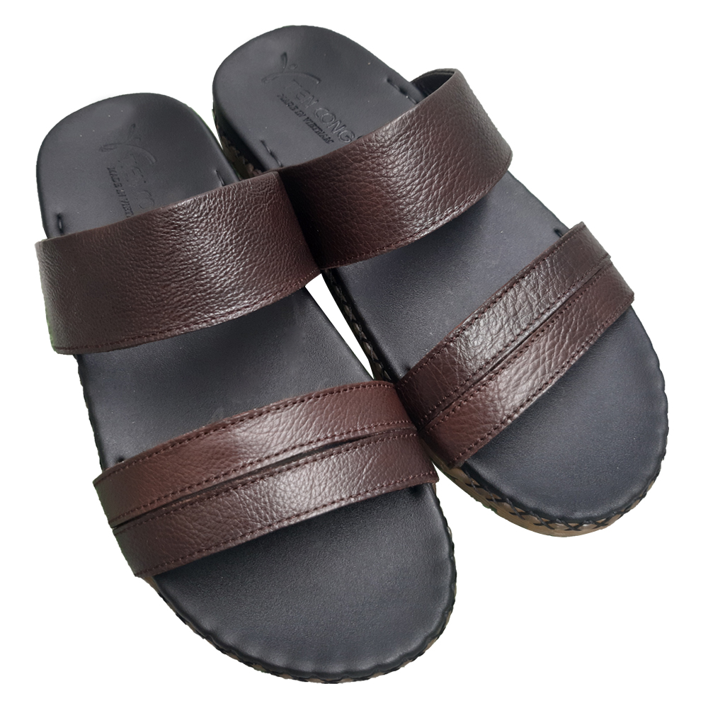 Dép Nam Da Bò TIẾN CÔNG Quai Ngang 2 Quai TCF1056