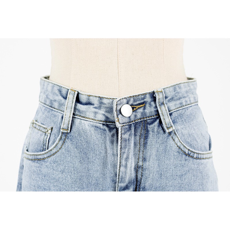 Quần Jeans rách cạp cao xanh nhạt IU