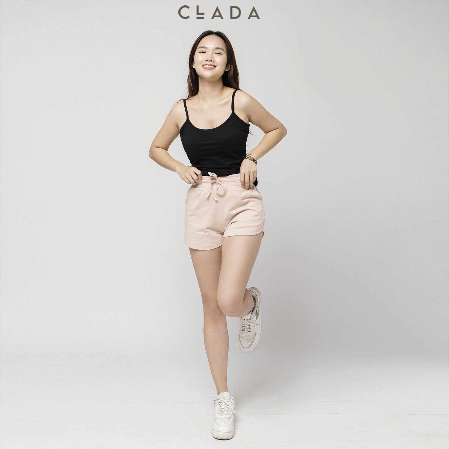 Quần short nữ lưng cao thương hiệu CLADA - Hồng