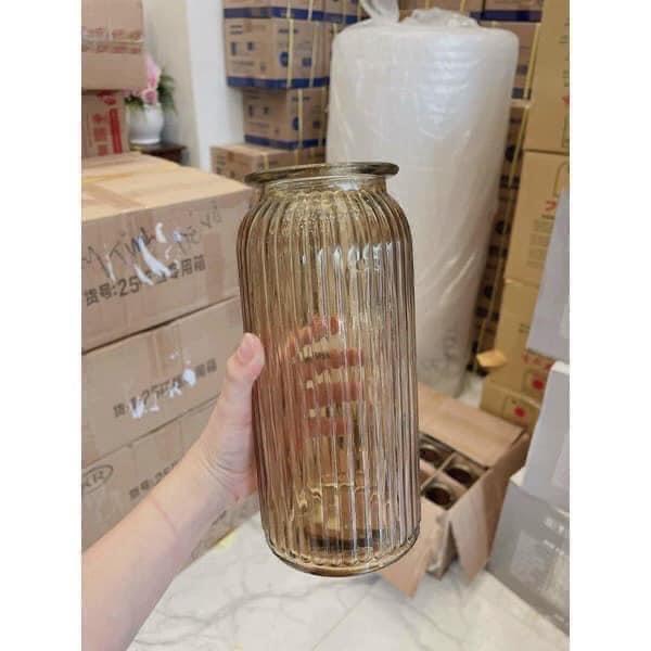 Lọ Hoa Thủy Tinh  Vintage Màu Hổ Phách