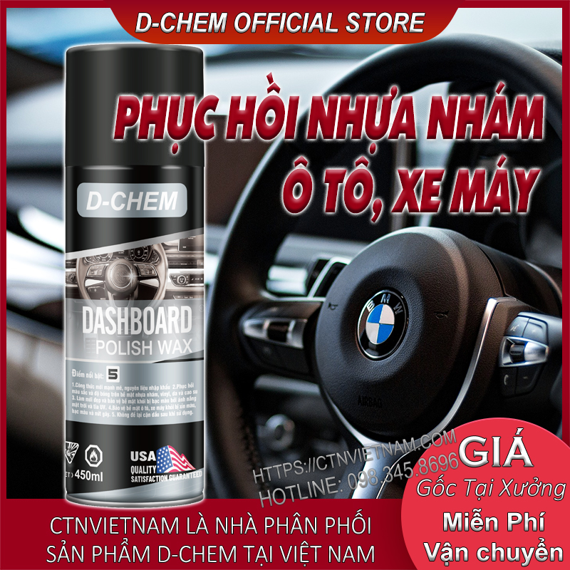 Chai Phục Hồi Nhựa Nhám D-Chem Chính Hãng Dưỡng & Đánh Bóng Nhựa Nhám, Nhựa Đen Cho Ô Tô Xe Máy