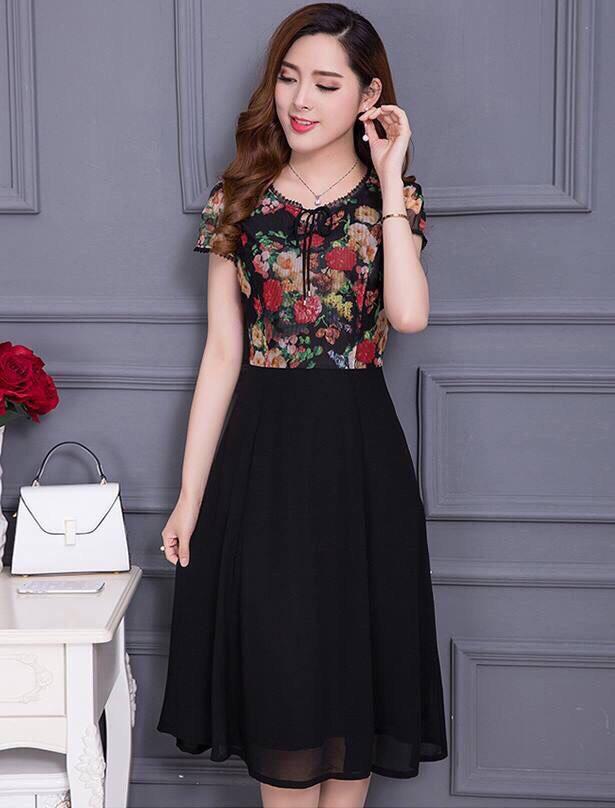 [HCM]ĐẦM XÒE HOA VOAN LỤA QUẢNG CHÂU CỰC HOT