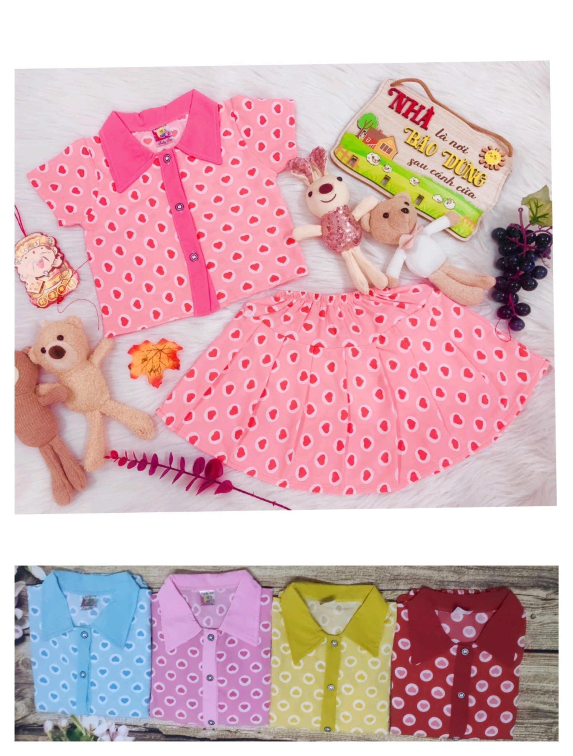 Set Áo Kèm Chân Váy  Lụa Bé (có quần lót trong) (giao màu ngẫu nhiên)