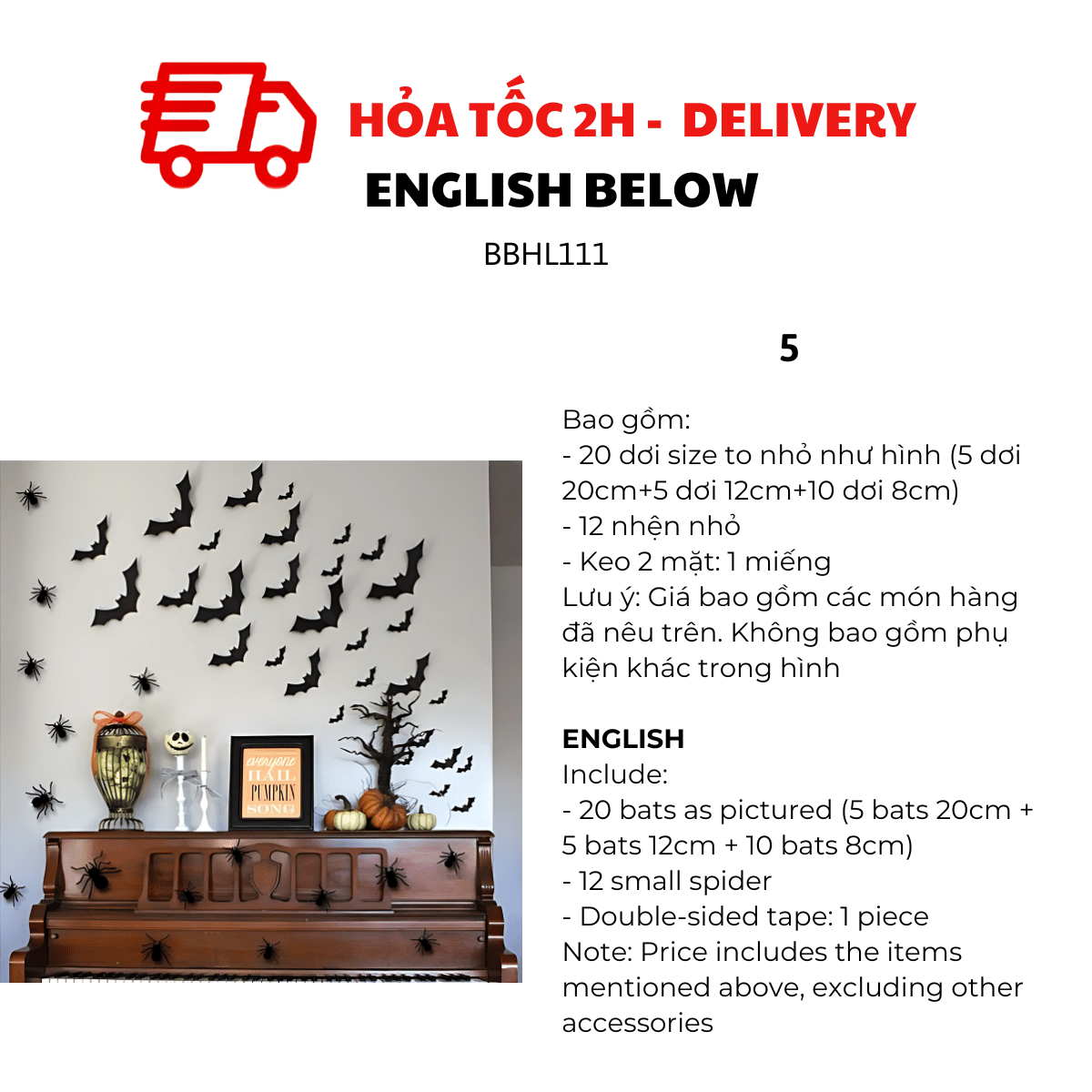 Dơi Trang Trí Tiệc Halloween - Bats For Haloween Decorations, Parties BBHL111
