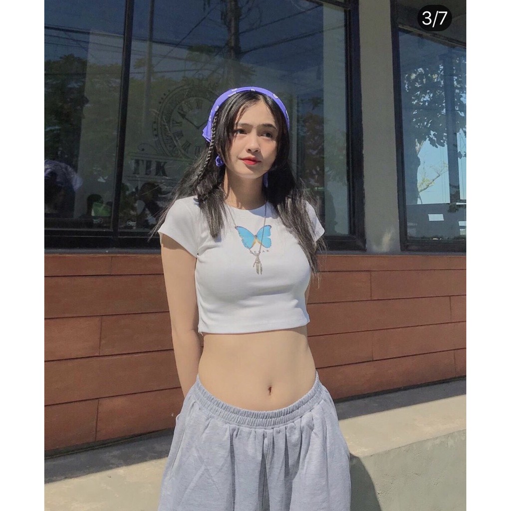 [HCM]Áo croptop thêu bướm 2023 House