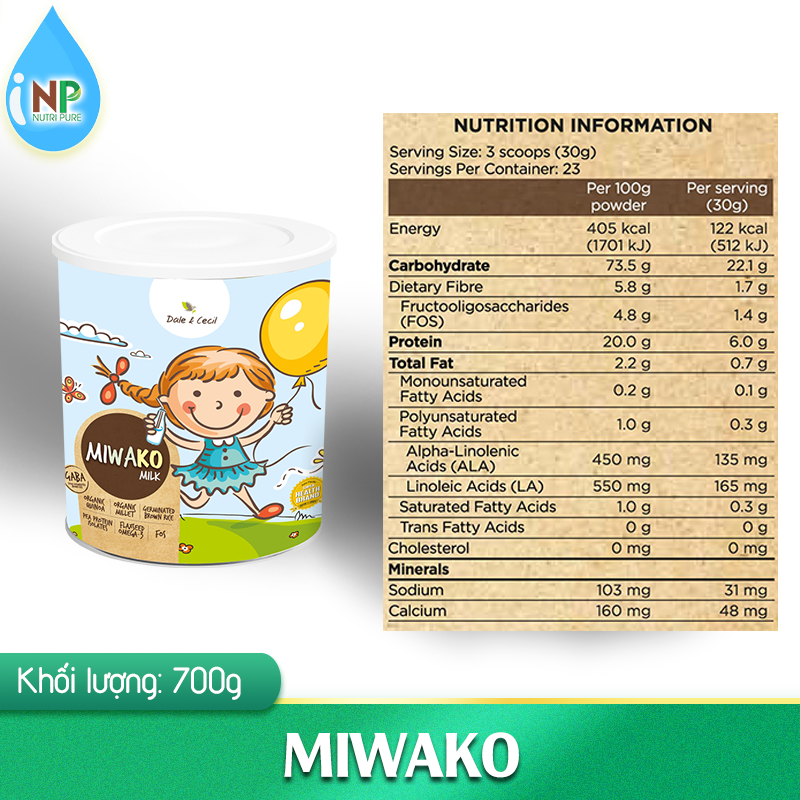 SỮA THỰC VẬT HỮU CƠ MIWAKO - HỘP 700G