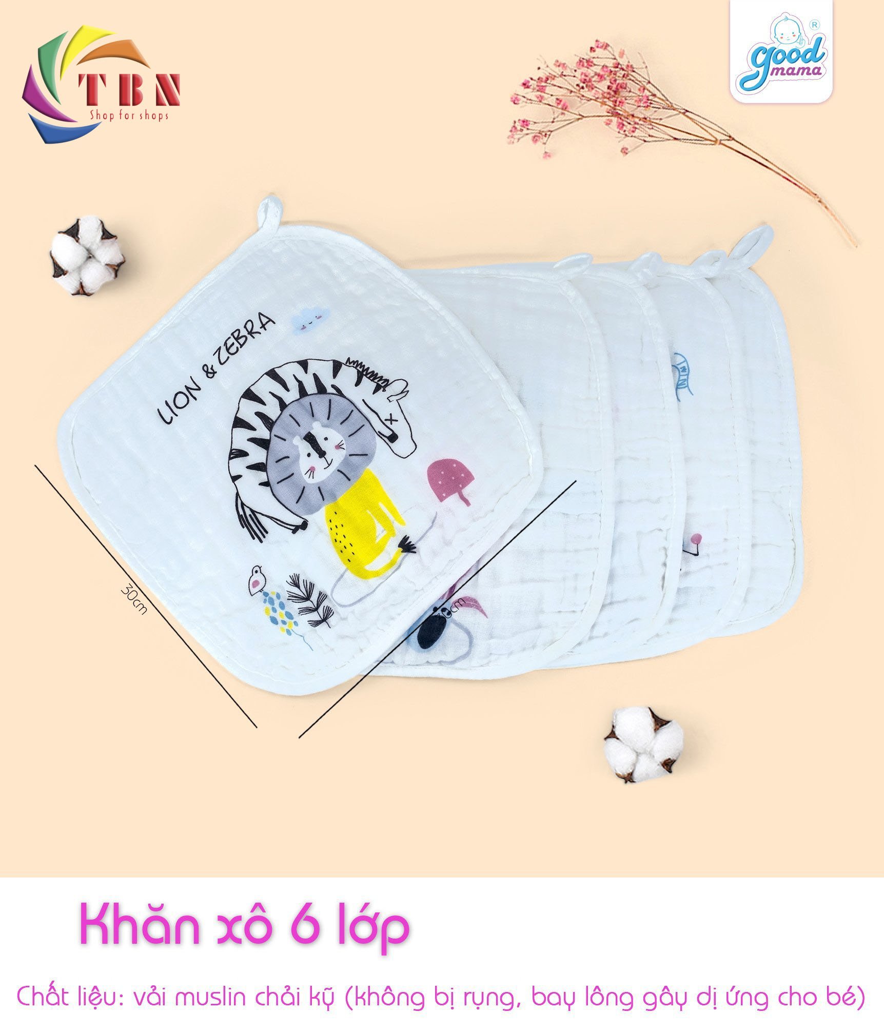 5 Khăn Sữa Goodmama 6 Lớp Muslin