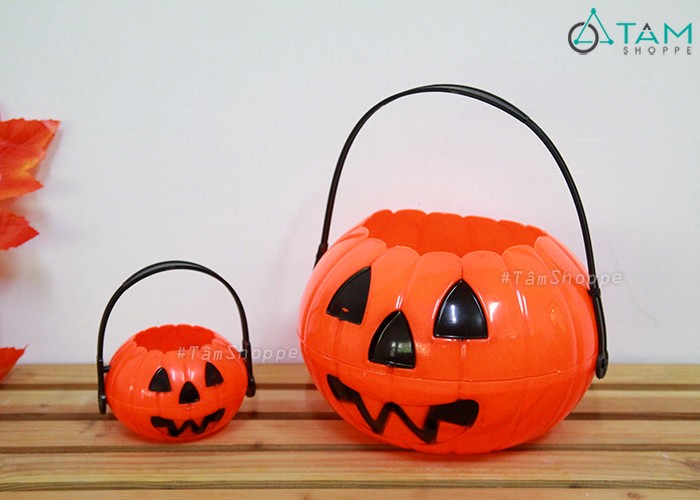 [HCM]Thố Đựng Kẹo Bí Ngô Halloween Có Quai Xách Bằng Nhựa Hlw-Tđk-01 - Dcdcscd