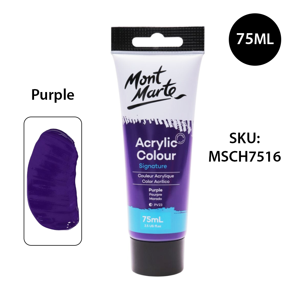 [Giao Hỏa Tốc] Màu Acrylic Mont Marte 75ml - Purple - Acrylic Colour Paint Signature 75ml (2.54oz) - MSCH7516