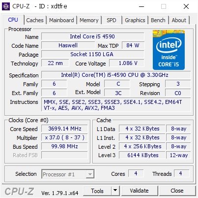 CPU Intel Core i5 4590 (3.70GHz, 6M, 4 Cores 4 Threads) - Đã Qua Sử Dụng, Không Kèm Fan