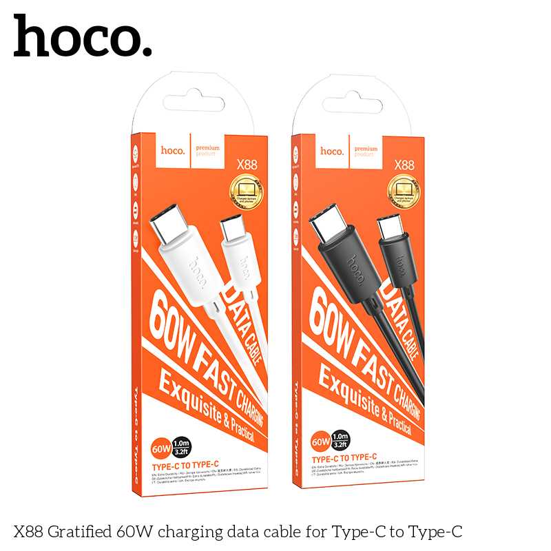 Cáp sạc dây dù hoco x88 typec to typec 60w / typec to lightning 20w dài 1m - nhất tín computer