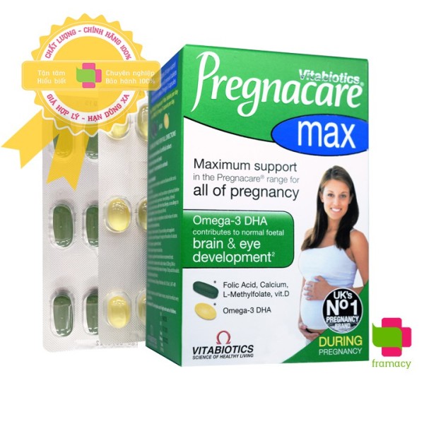 Vitamin tổng hợp cho bà bầu Pregnacare Max, Anh (84 viên) bổ sung Vitamin C, D3, DHA, Axit Folic cho bà bầu, mẹ sau sinh giá rẻ