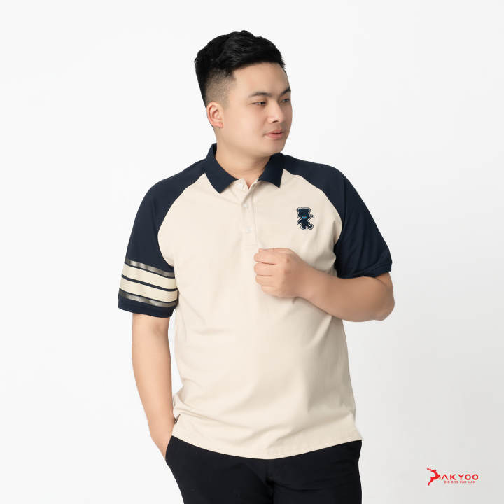 Áo Polo Phối Vai Xanh Họa Tiết Dành Cho Nam Bigsize 80-140kg AKYOO - Hình ảnh 7