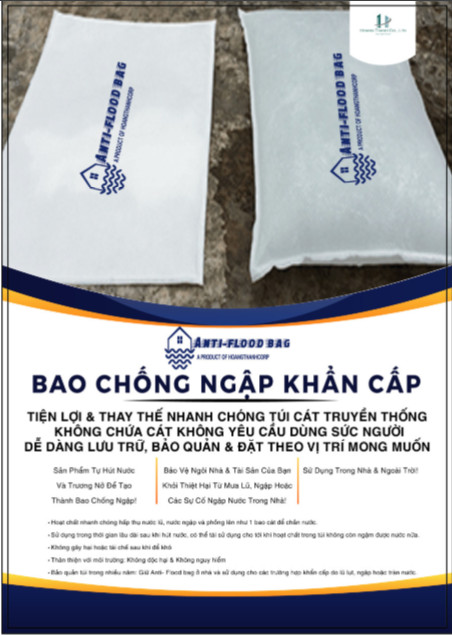 5 Túi/Bao hút nước chống ngập chống lũ khẩn cấp (kích thước 40 x 60 cm)