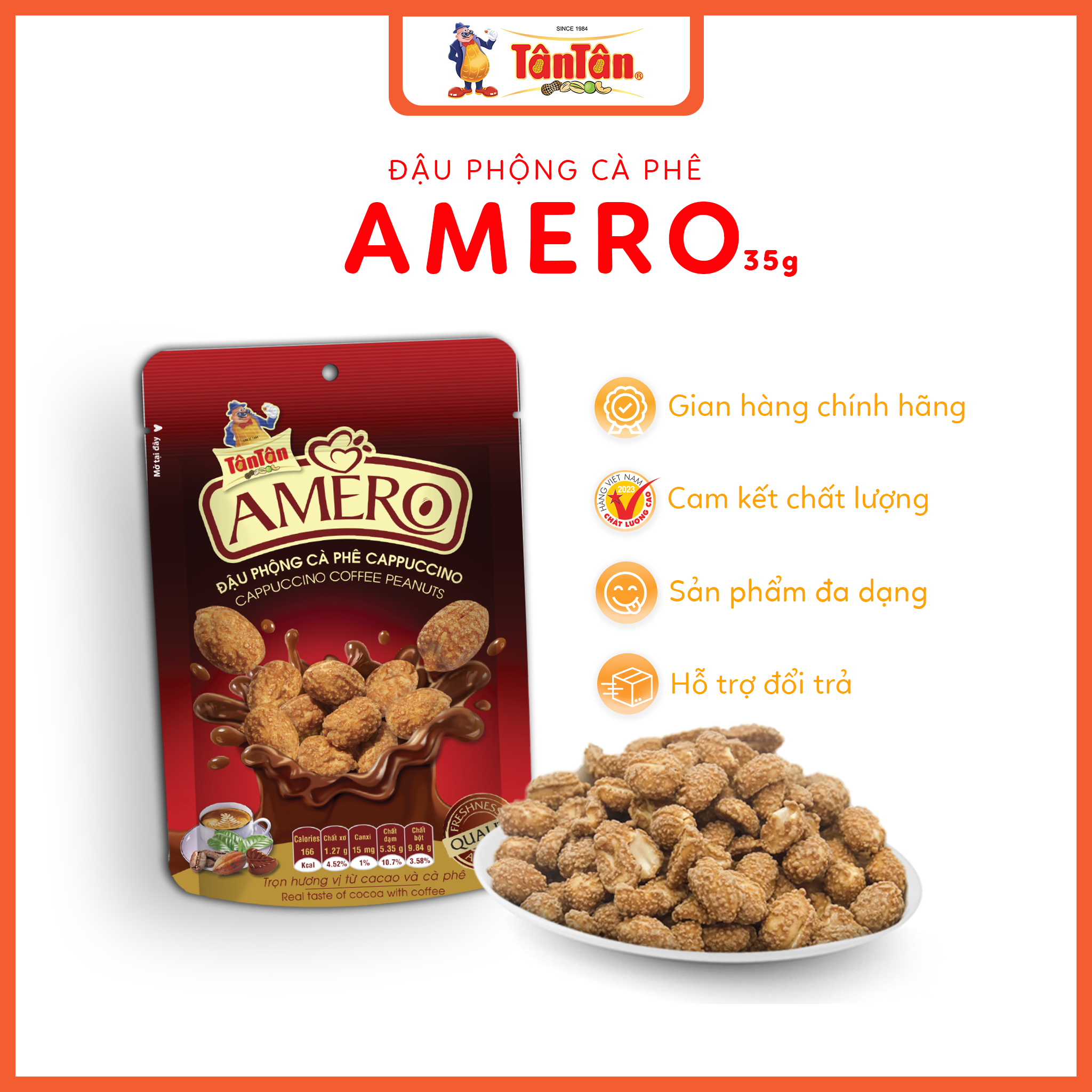 Đậu phộng vị Cappuccino Amero Tân Tân (35g/gói)