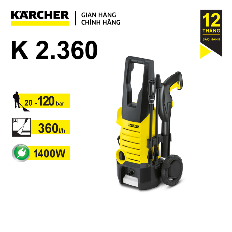 [Trả góp 0%] Máy rửa xe áp lực cao Karcher K2.360