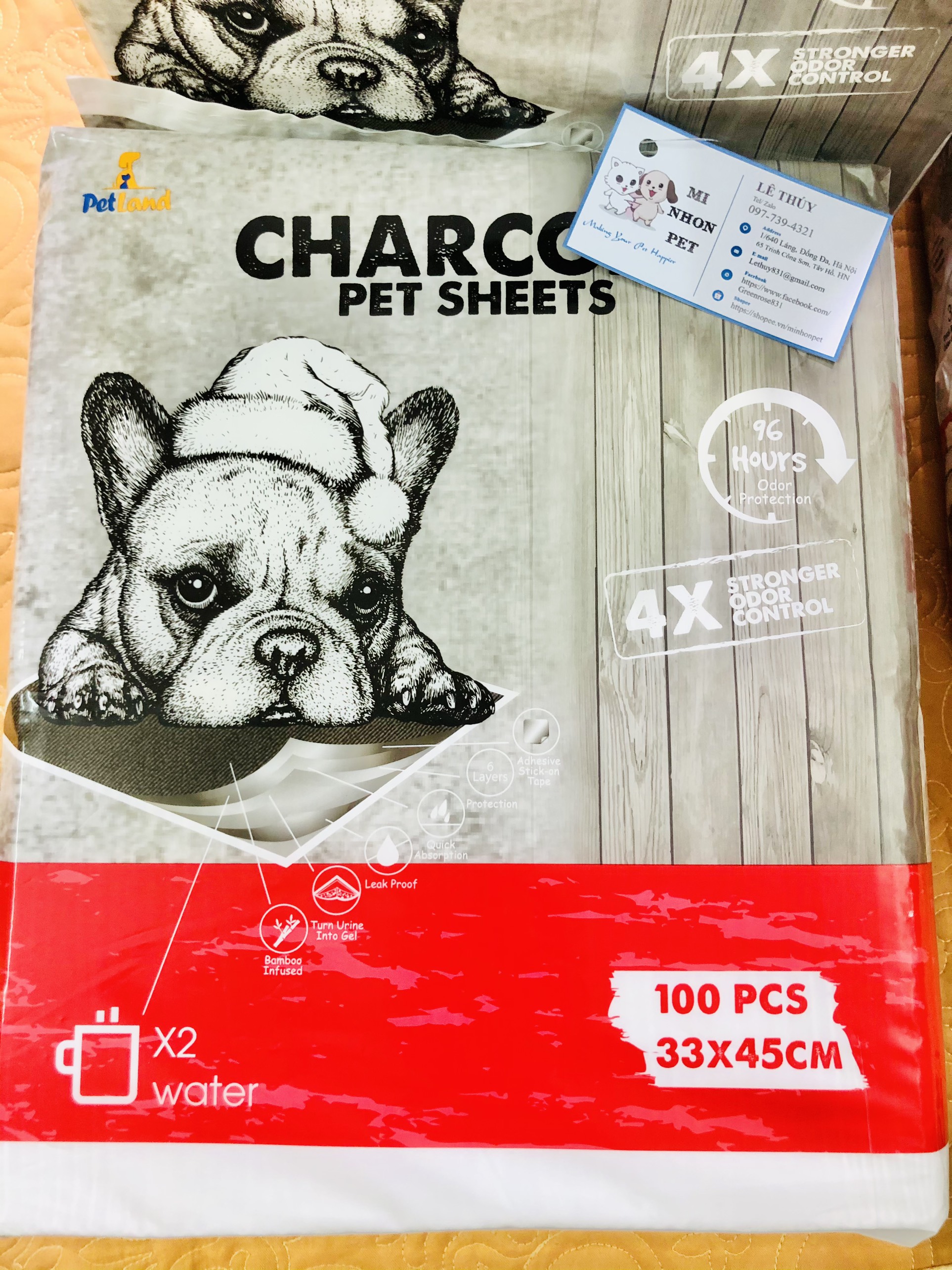 Thảm lót vệ sinh chó mèo Pet Training Pad Charcoal than hoạt tính cỡ S 33x45,l