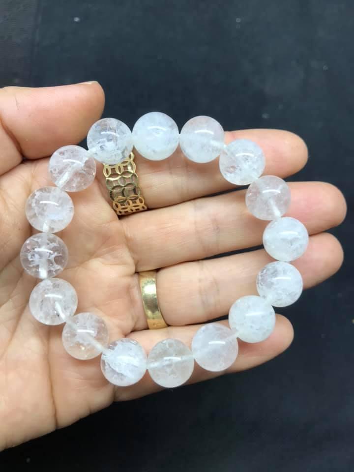 VÒNG TAY THẠCH ANH ƯU LINH TRẮNG 12LY